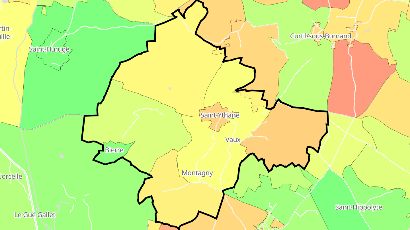Carte des prix de l'immobilier Saint-Ythaire