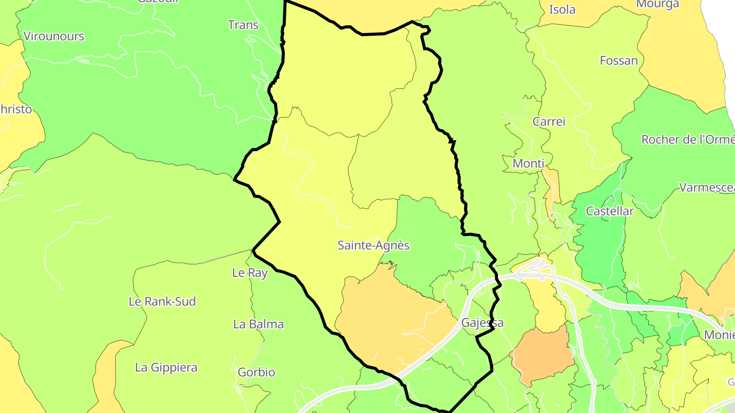 Carte des prix de l'immobilier Sainte-Agnès