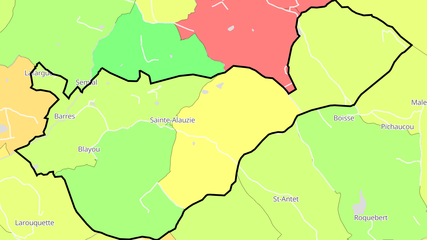Carte des prix de l'immobilier Sainte-Alauzie