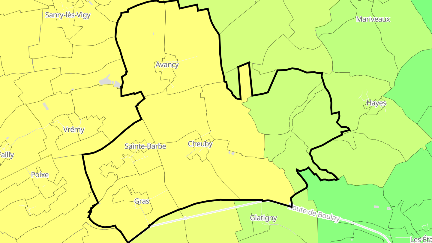 Carte des prix de l'immobilier Sainte-Barbe