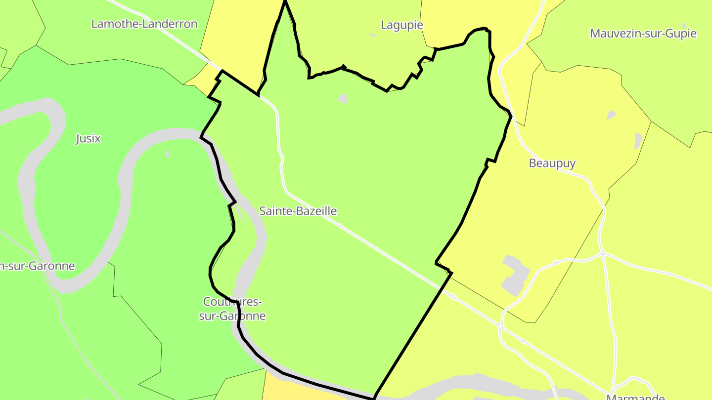 Carte des prix de l'immobilier Sainte-Bazeille