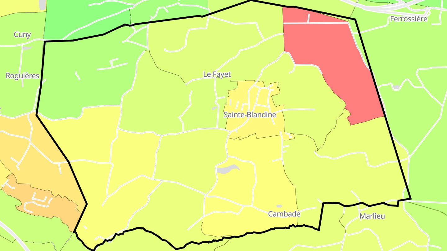 Carte des prix de l'immobilier Sainte-Blandine