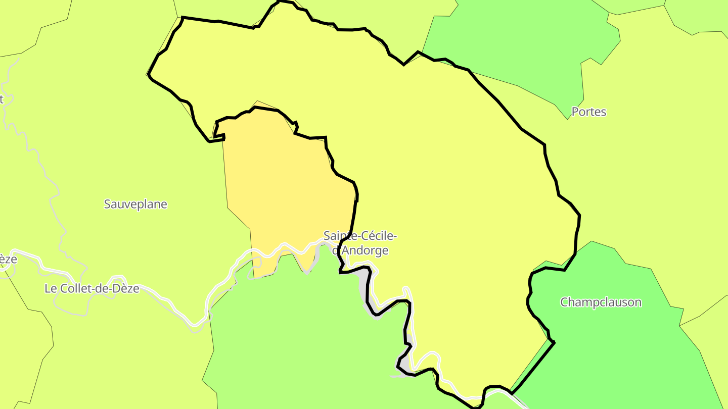 Carte des prix de l'immobilier Sainte-Cécile-d'Andorge
