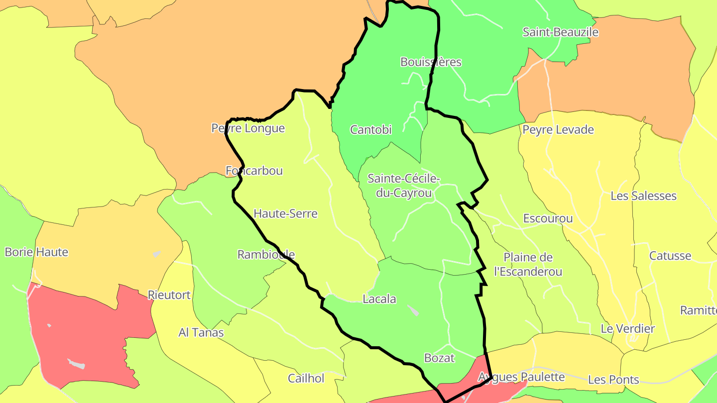 Carte des prix de l'immobilier Sainte-Cécile-du-Cayrou