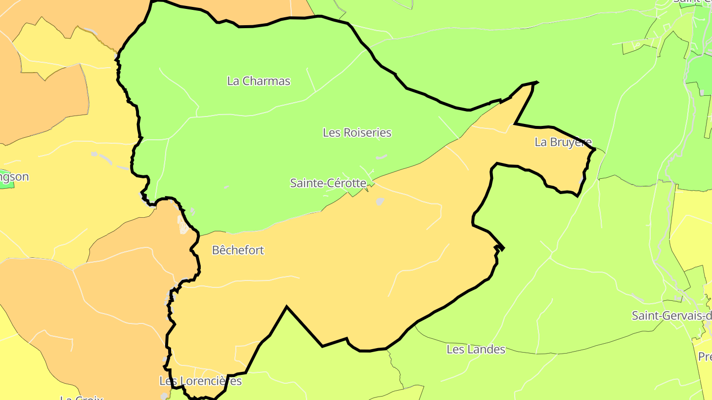 Carte des prix de l'immobilier Sainte-Cérotte