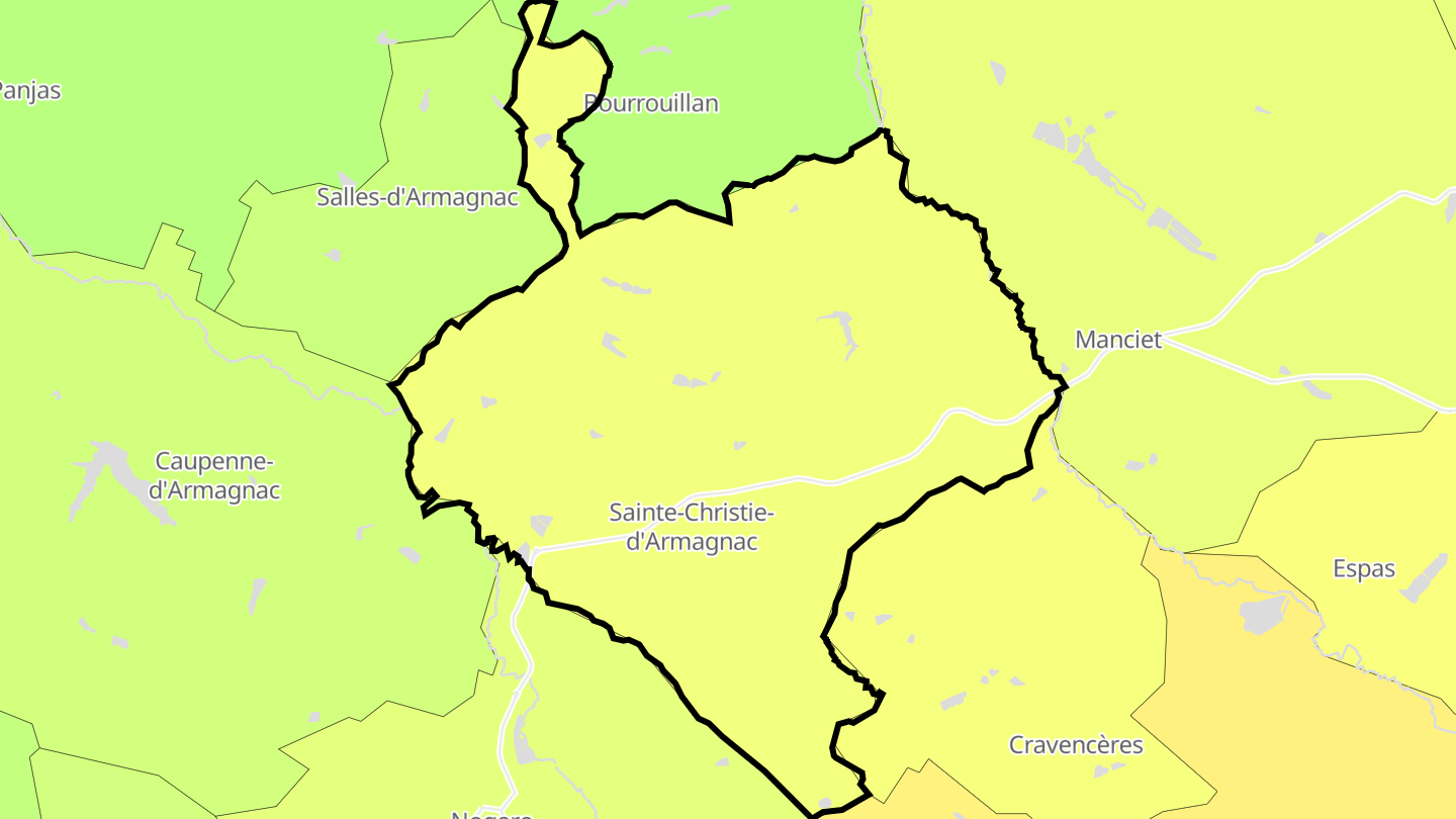 Carte des prix de l'immobilier Sainte-Christie-d'Armagnac