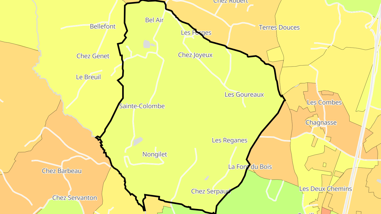 Carte des prix de l'immobilier Sainte-Colombe