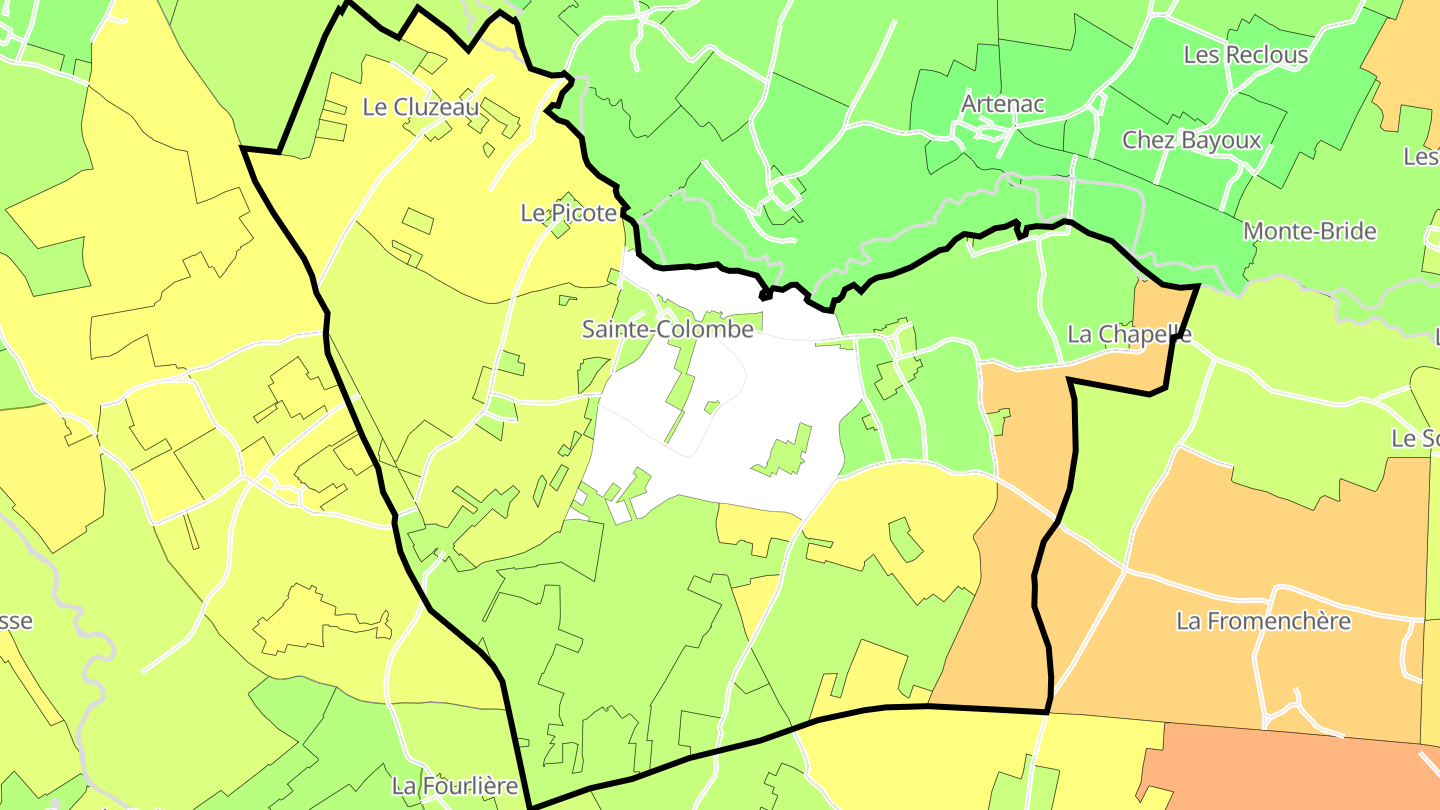Carte des prix de l'immobilier Sainte-Colombe