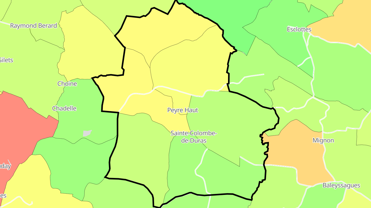 Carte des prix de l'immobilier Sainte-Colombe-de-Duras