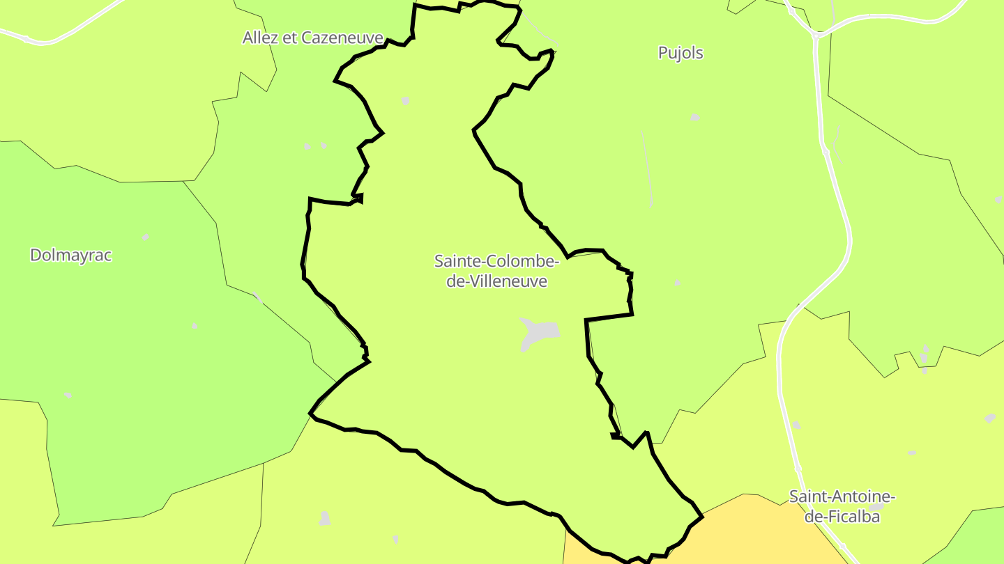 Carte des prix de l'immobilier Sainte-Colombe-de-Villeneuve