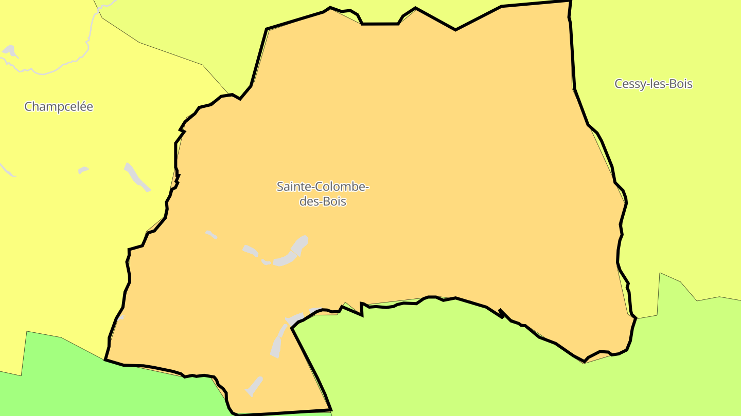 Carte des prix de l'immobilier Sainte-Colombe-des-Bois