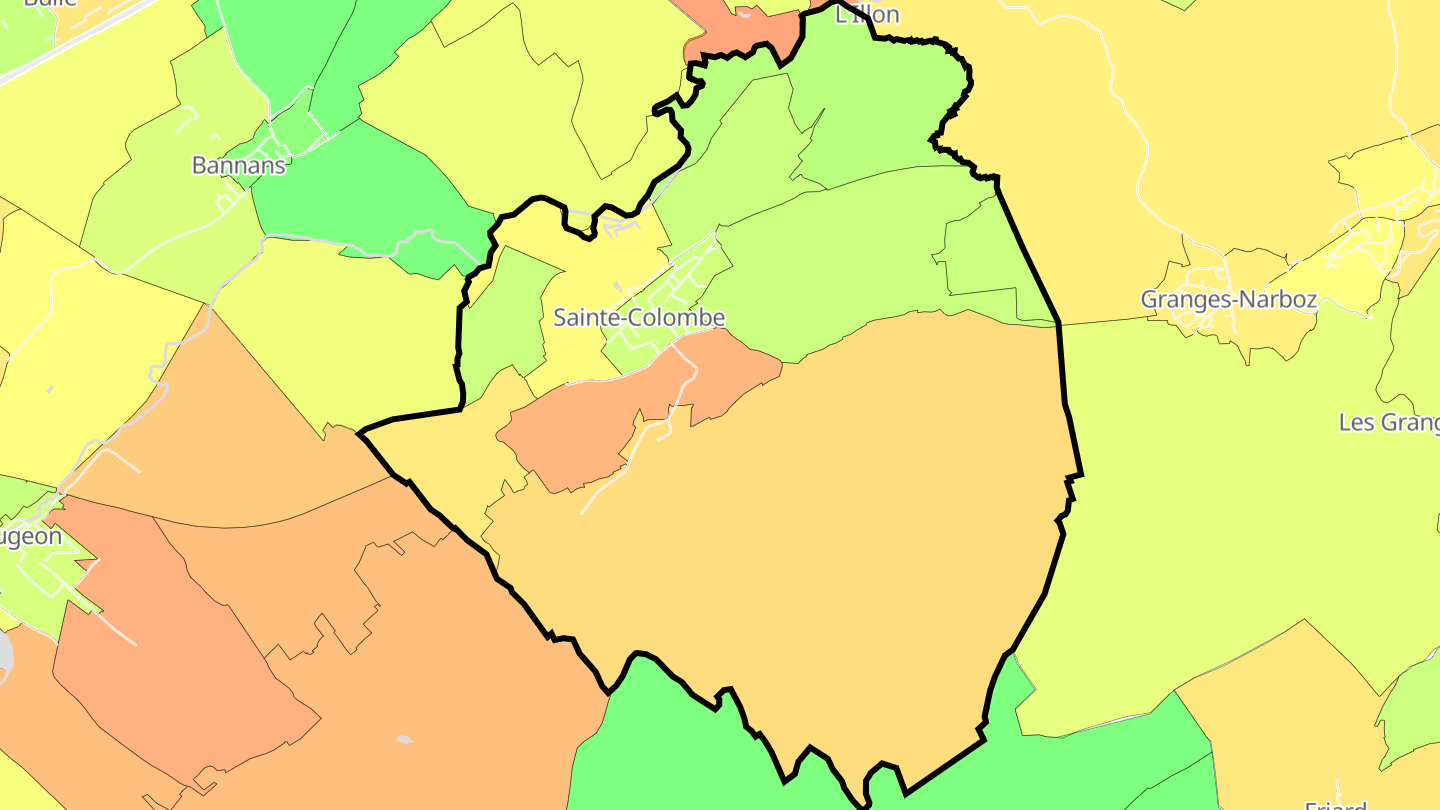 Carte des prix de l'immobilier Sainte-Colombe