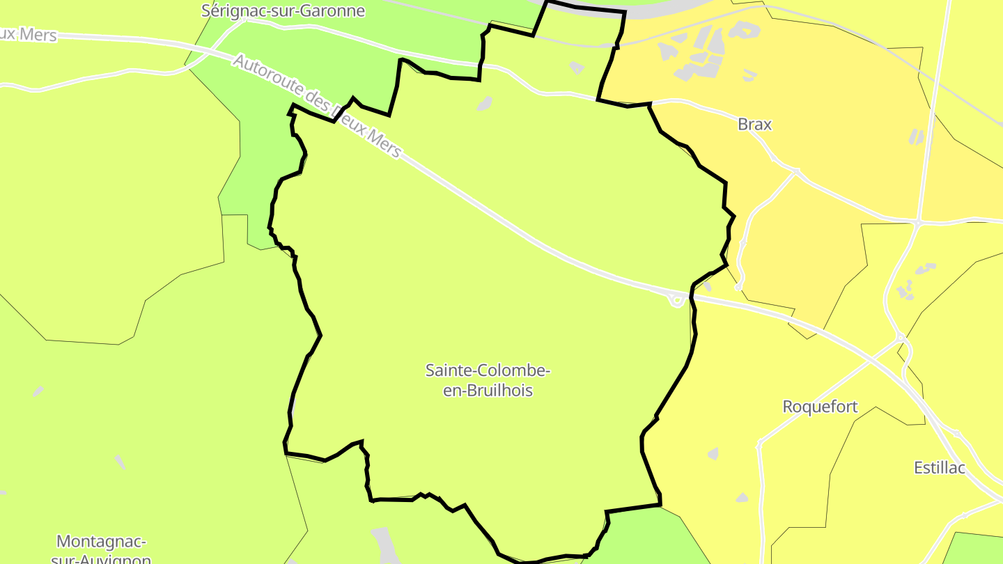 Carte des prix de l'immobilier Sainte-Colombe-en-Bruilhois