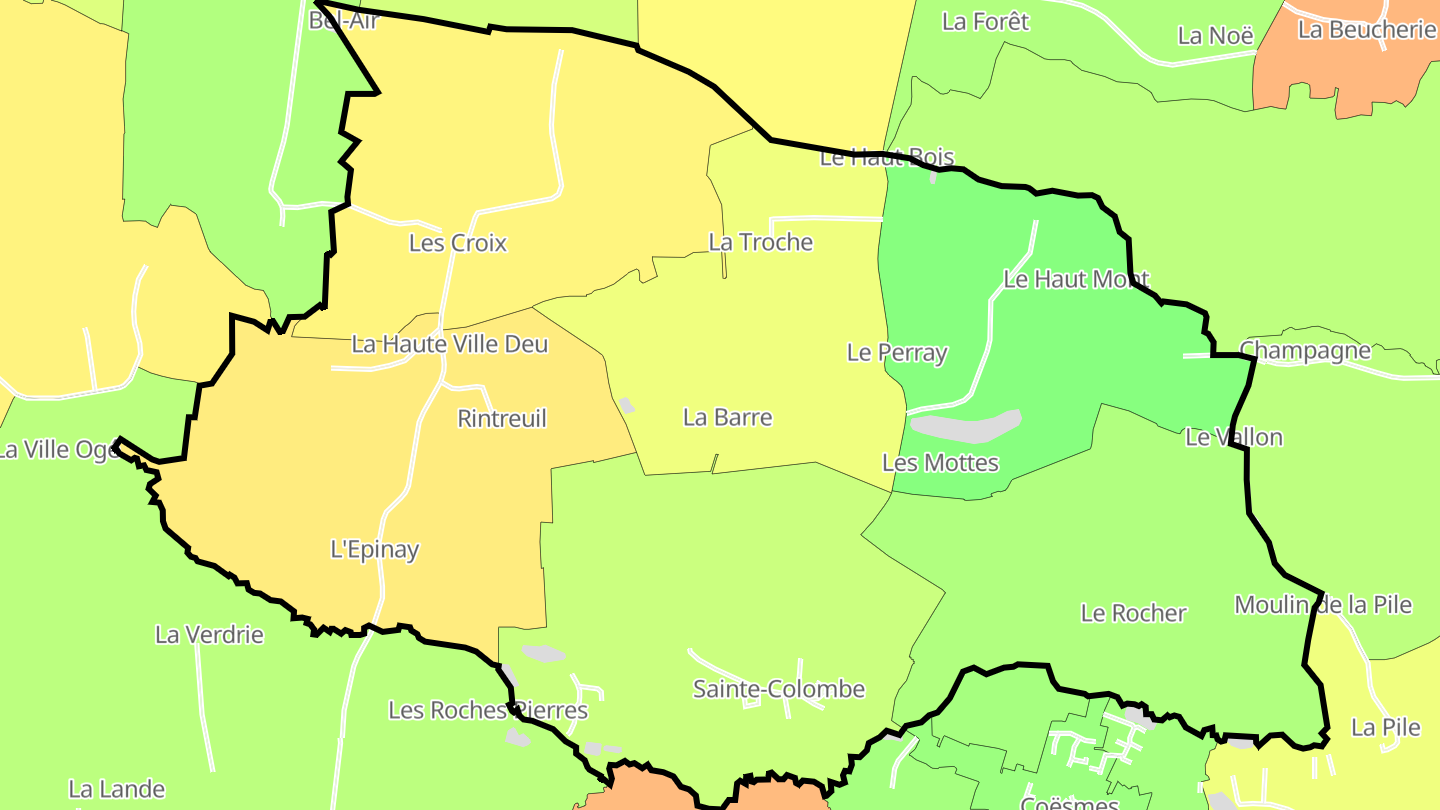 Carte des prix de l'immobilier Sainte-Colombe