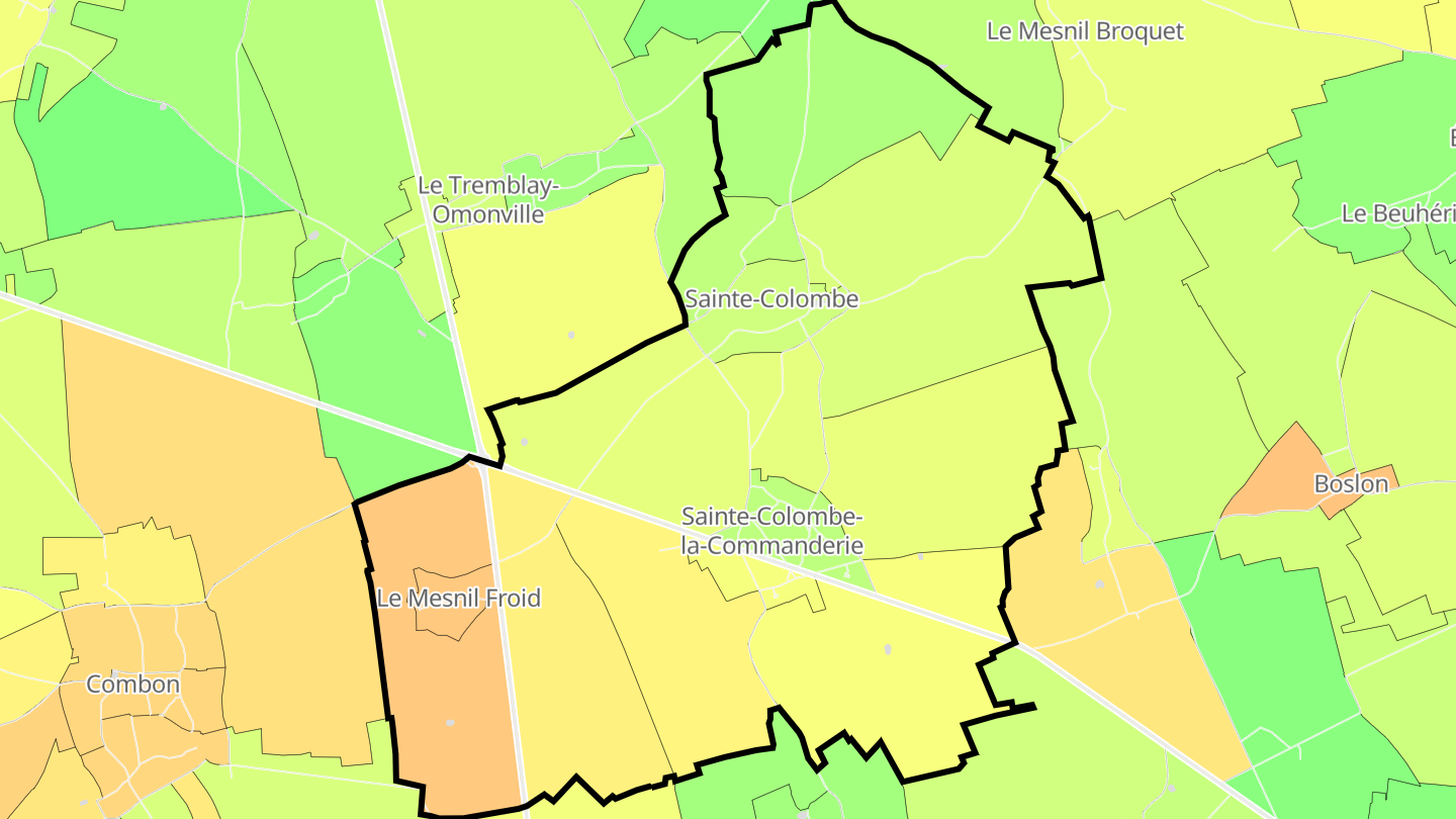 Carte des prix de l'immobilier Sainte-Colombe-la-Commanderie