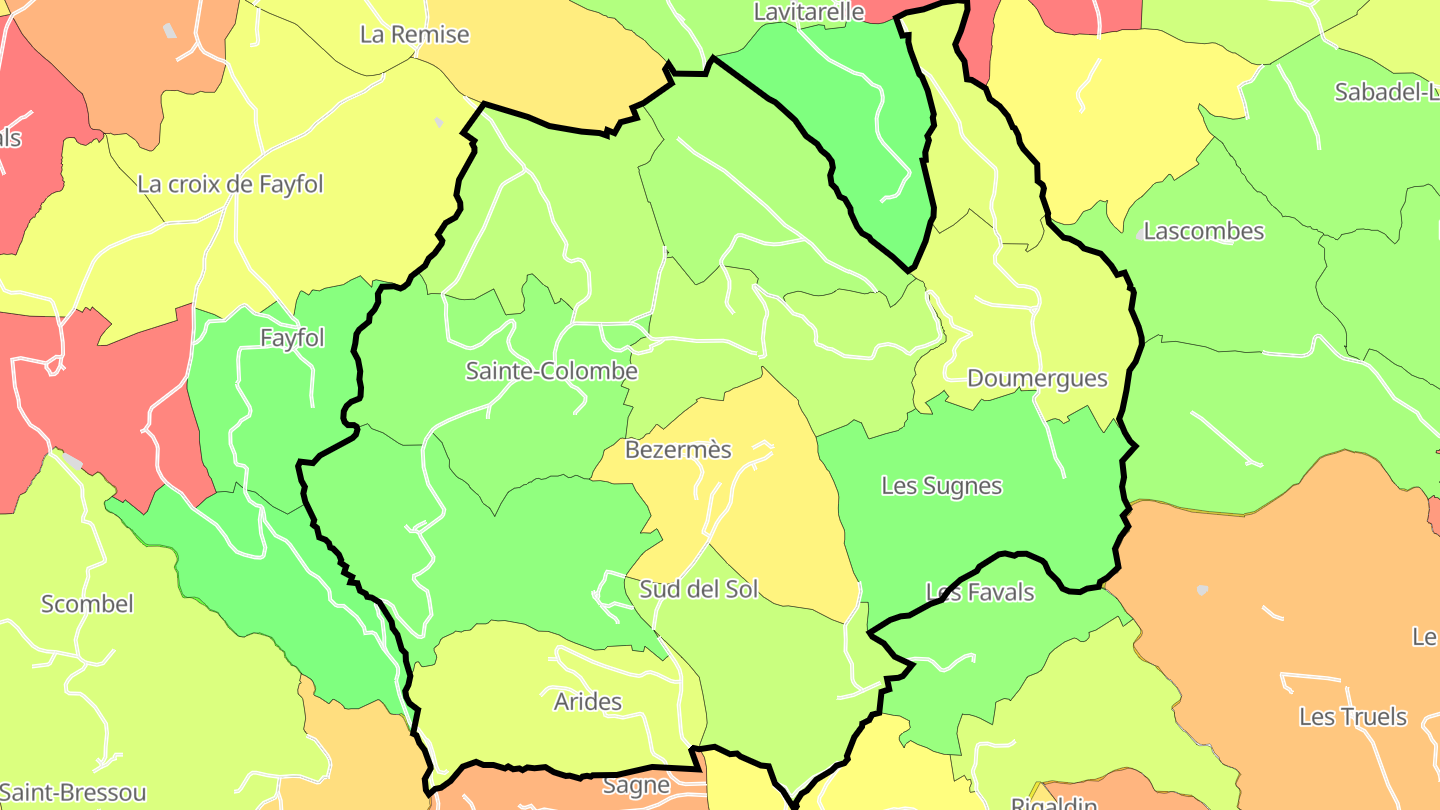 Carte des prix de l'immobilier Sainte-Colombe