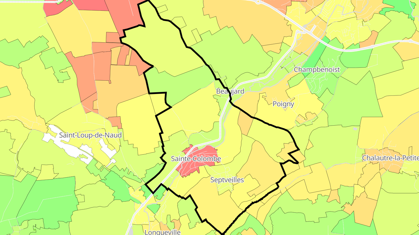 Carte des prix de l'immobilier Sainte-Colombe