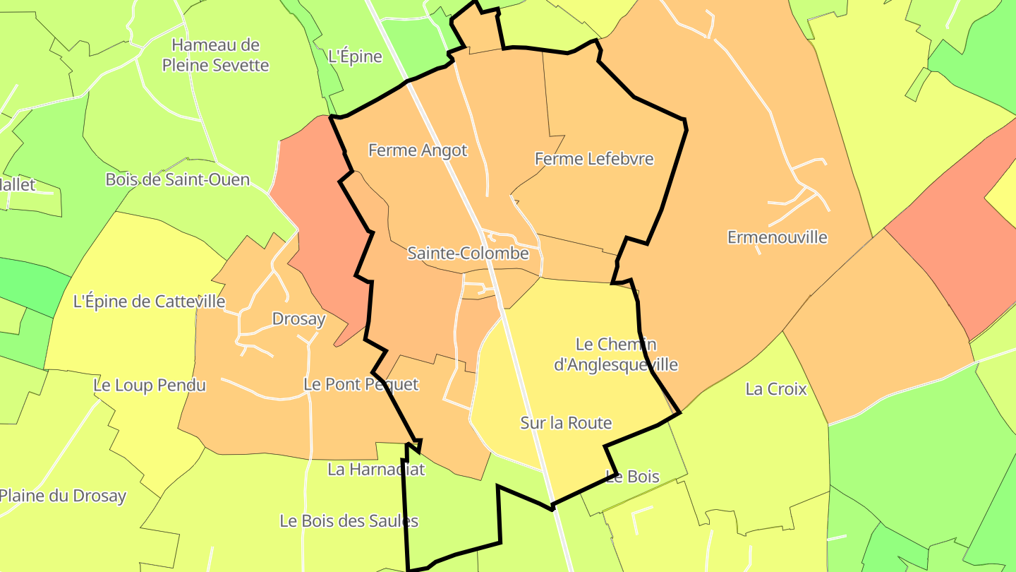 Carte des prix de l'immobilier Sainte-Colombe