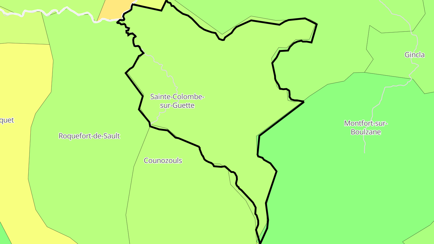 Carte des prix de l'immobilier Sainte-Colombe-sur-Guette
