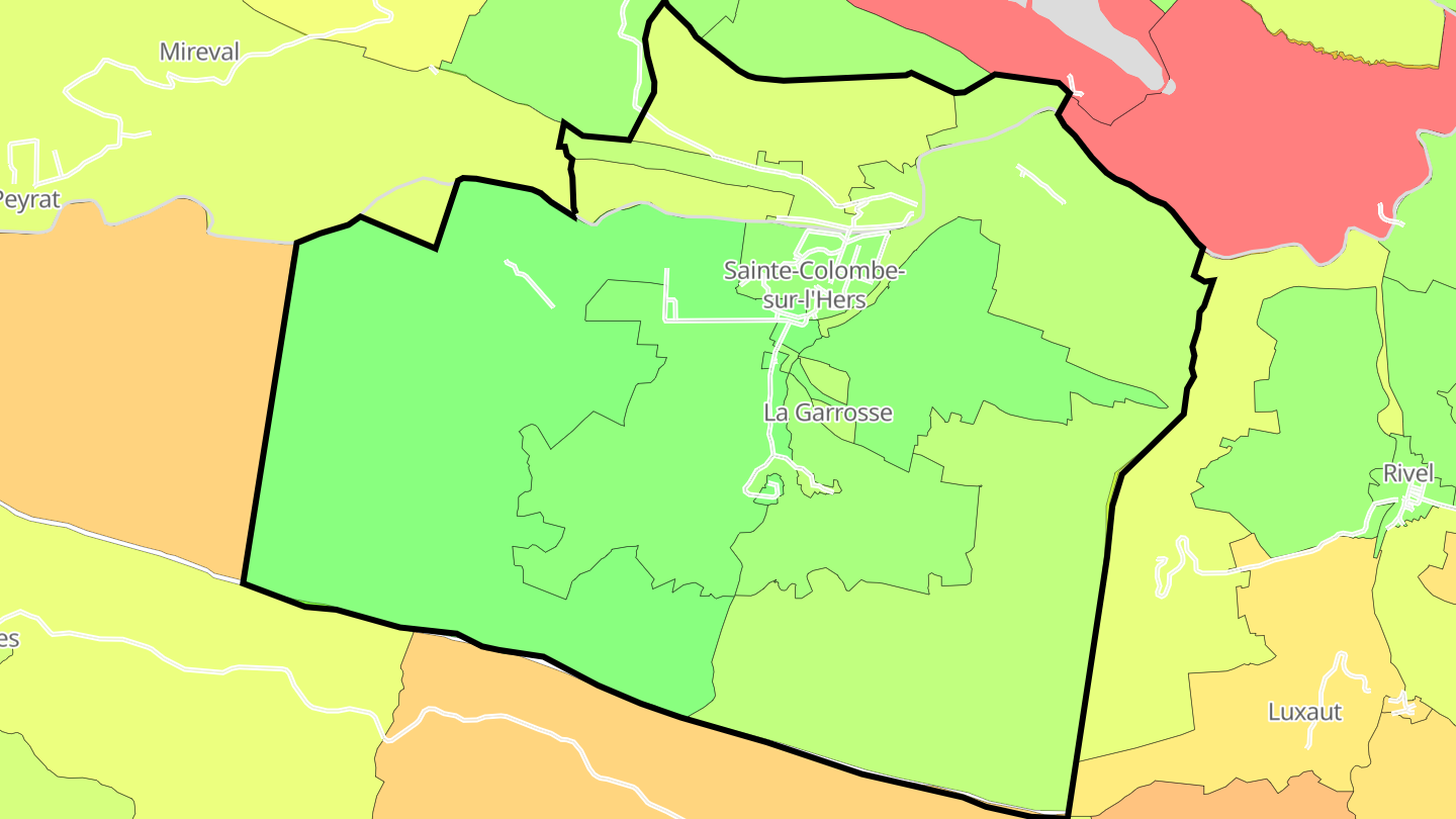 Carte des prix de l'immobilier Sainte-Colombe-sur-l'Hers