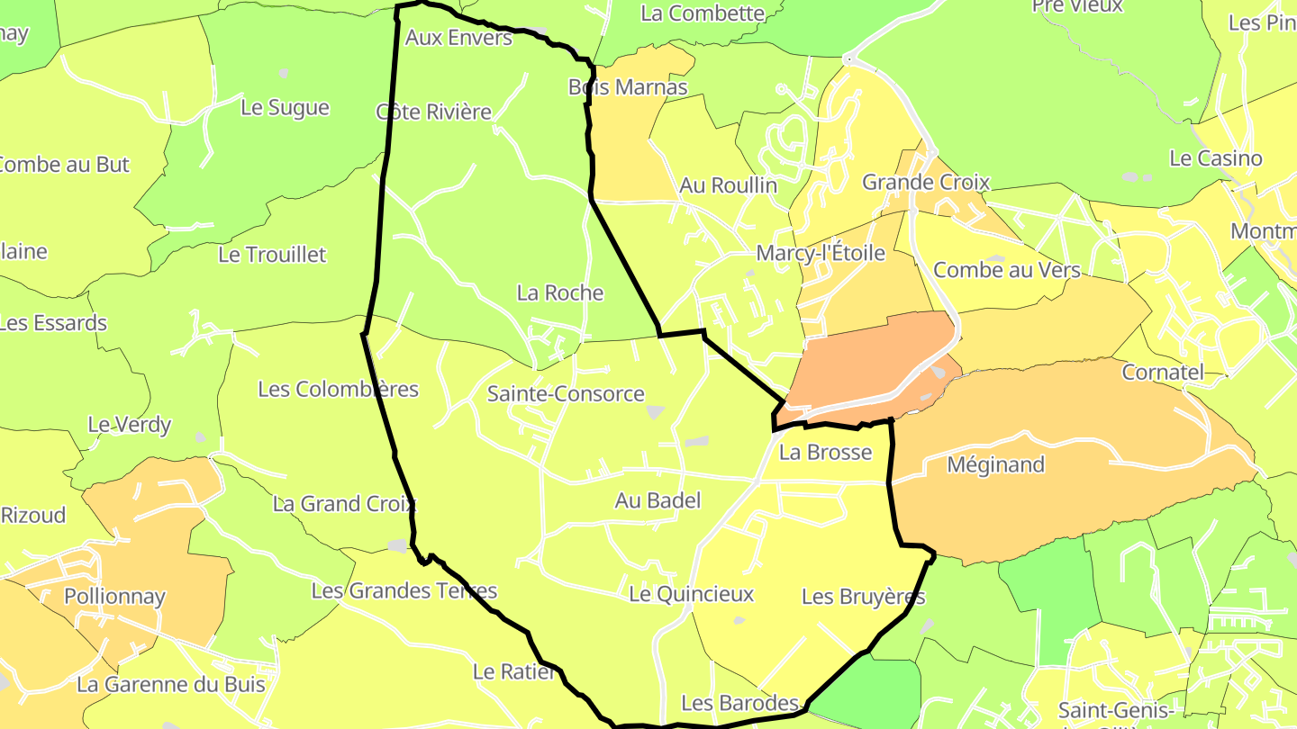 Carte des prix de l'immobilier Sainte-Consorce