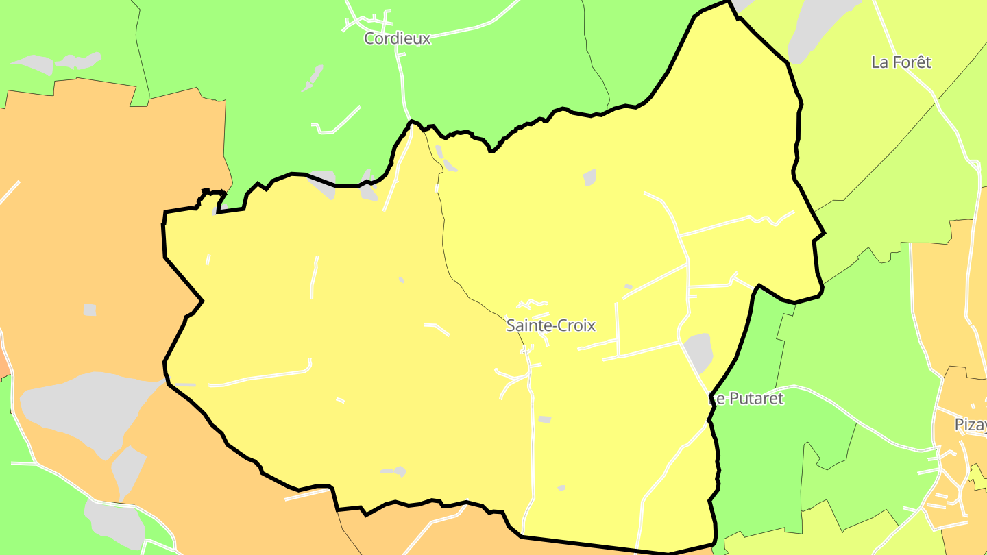 Carte des prix de l'immobilier Sainte-Croix