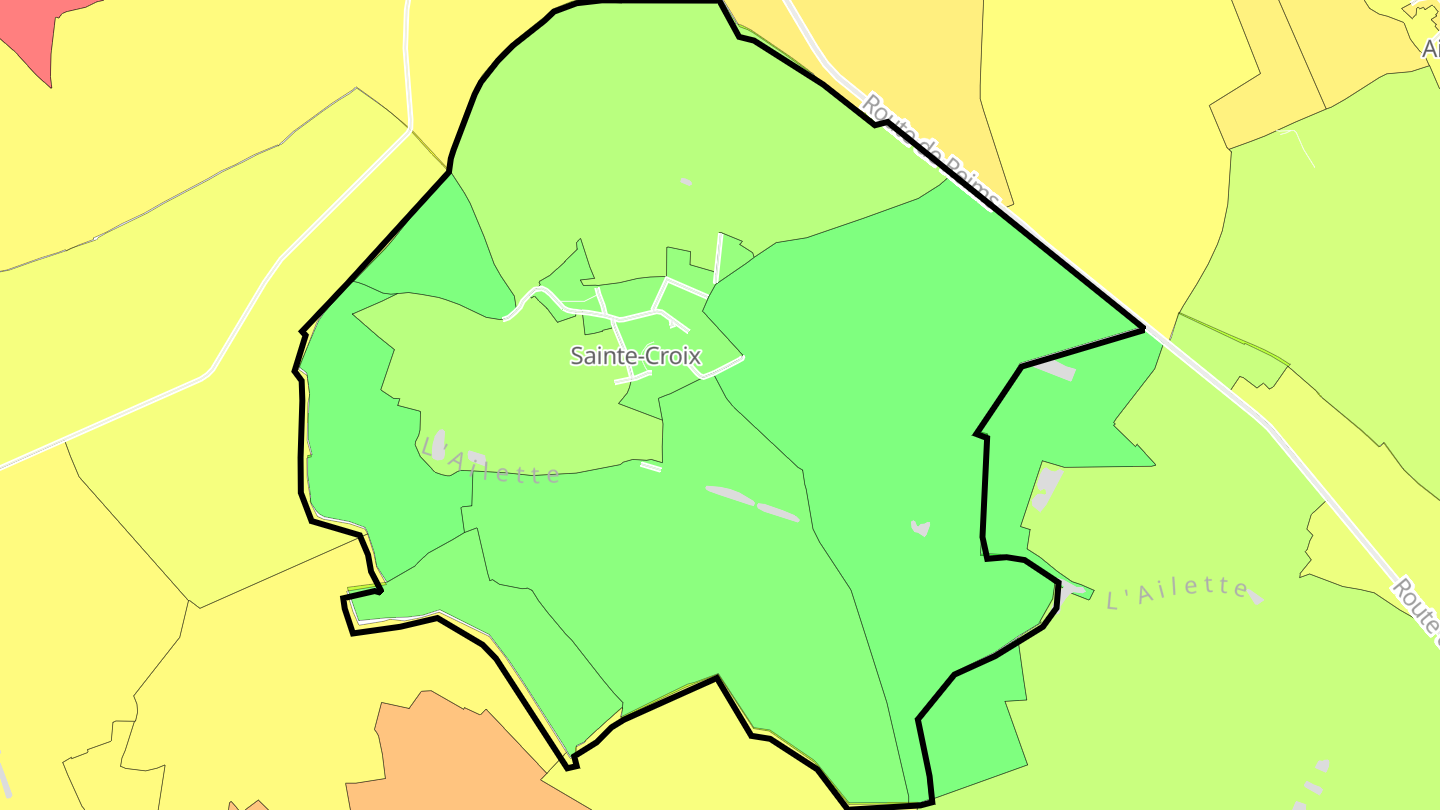 Carte des prix de l'immobilier Sainte-Croix