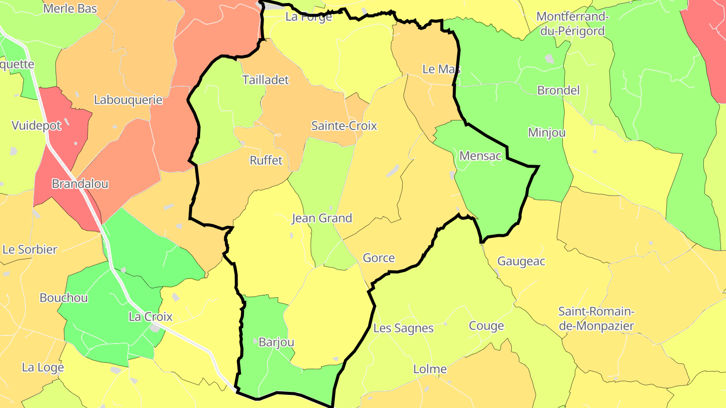 Carte des prix de l'immobilier Sainte-Croix