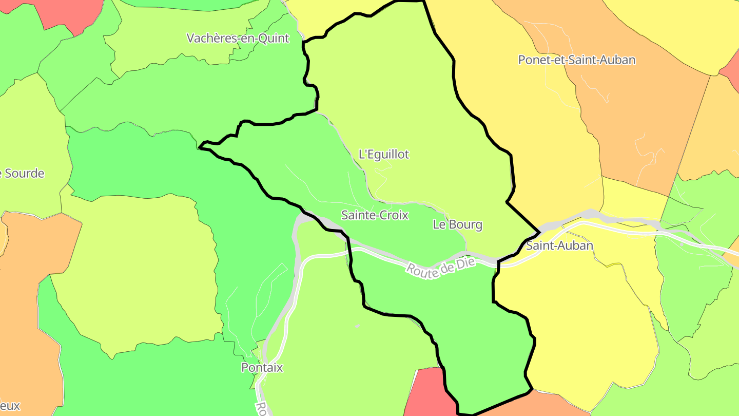 Carte des prix de l'immobilier Sainte-Croix
