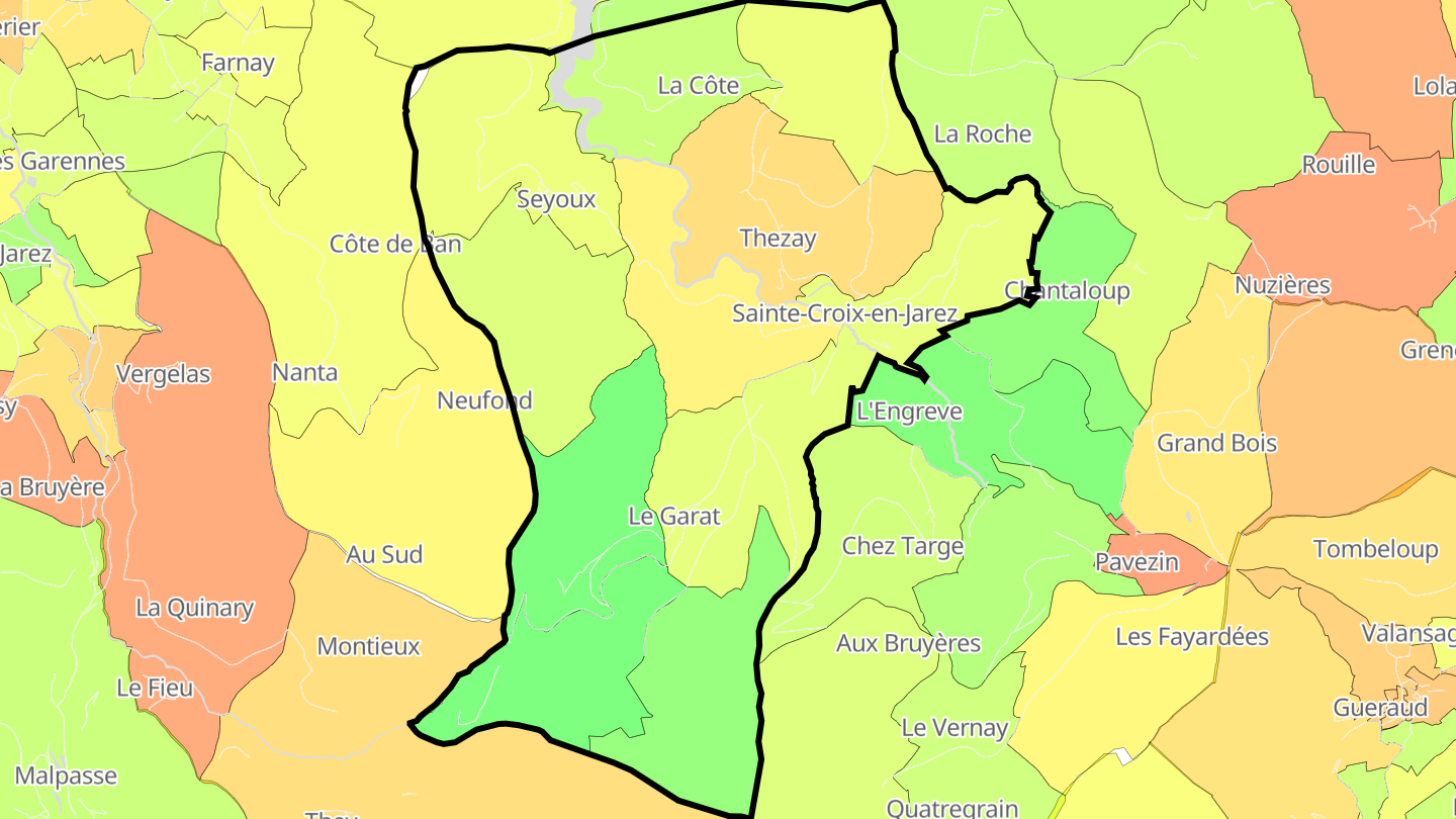 Carte des prix de l'immobilier Sainte-Croix-en-Jarez