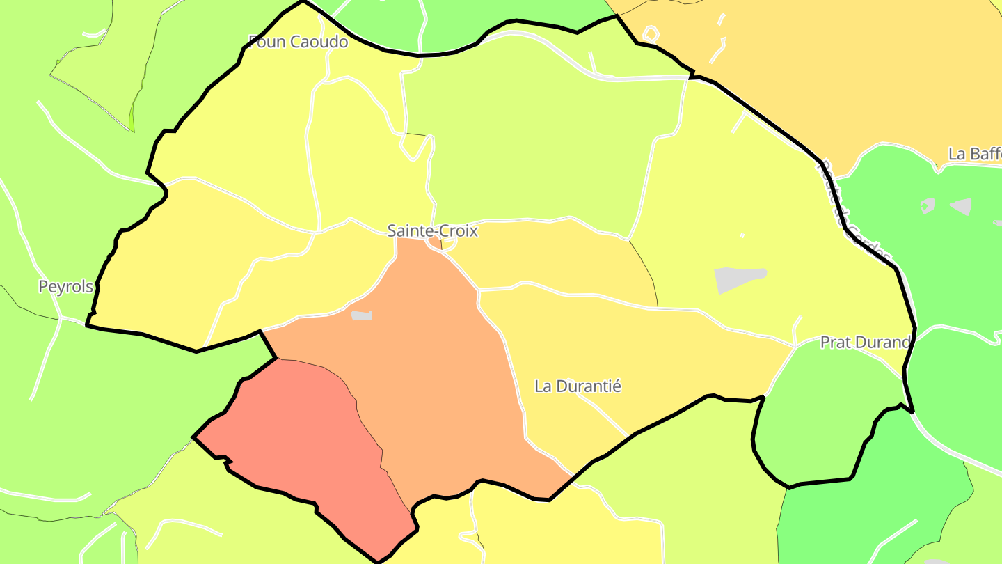 Carte des prix de l'immobilier Sainte-Croix