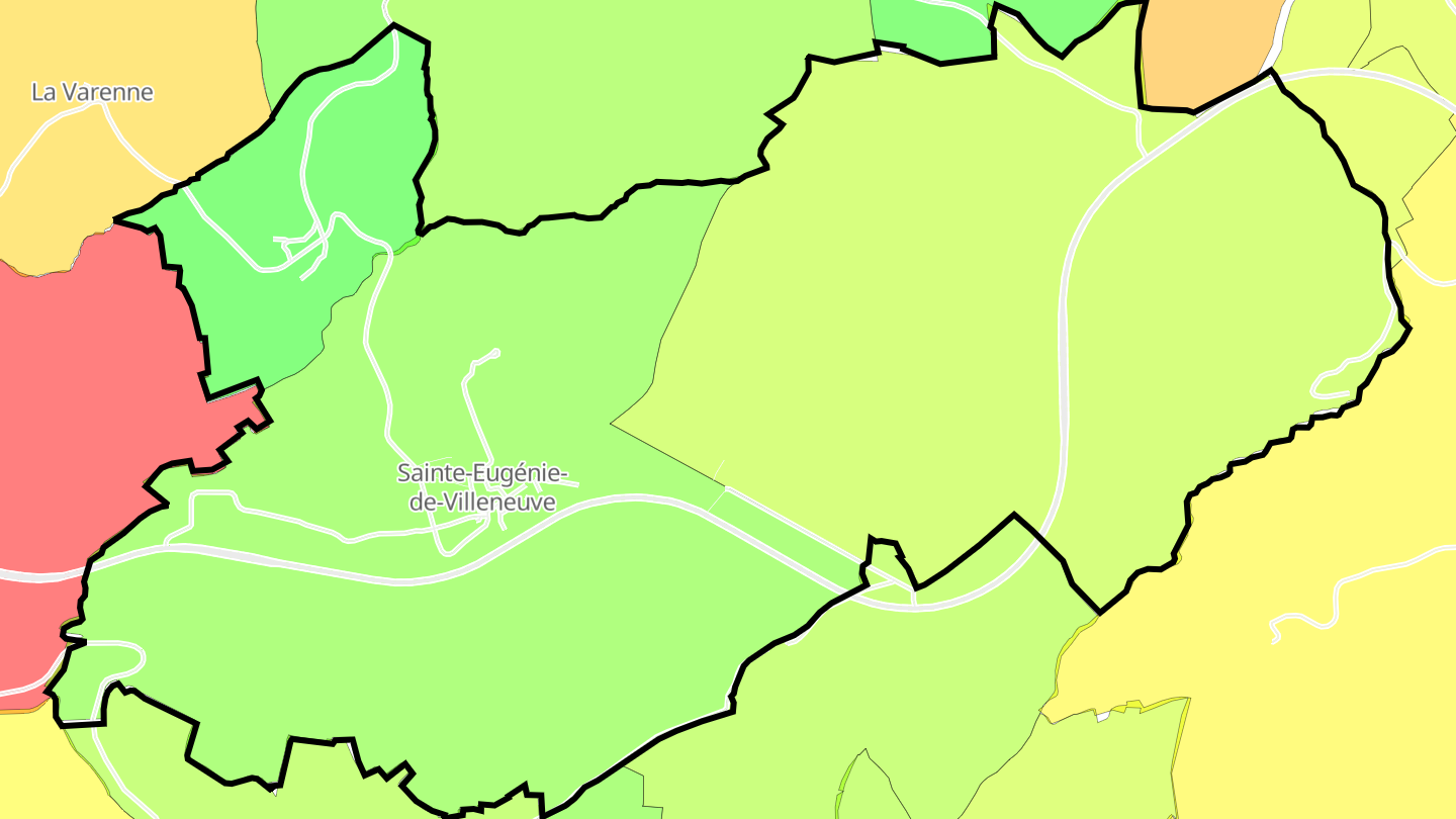 Carte des prix de l'immobilier Sainte-Eugénie-de-Villeneuve