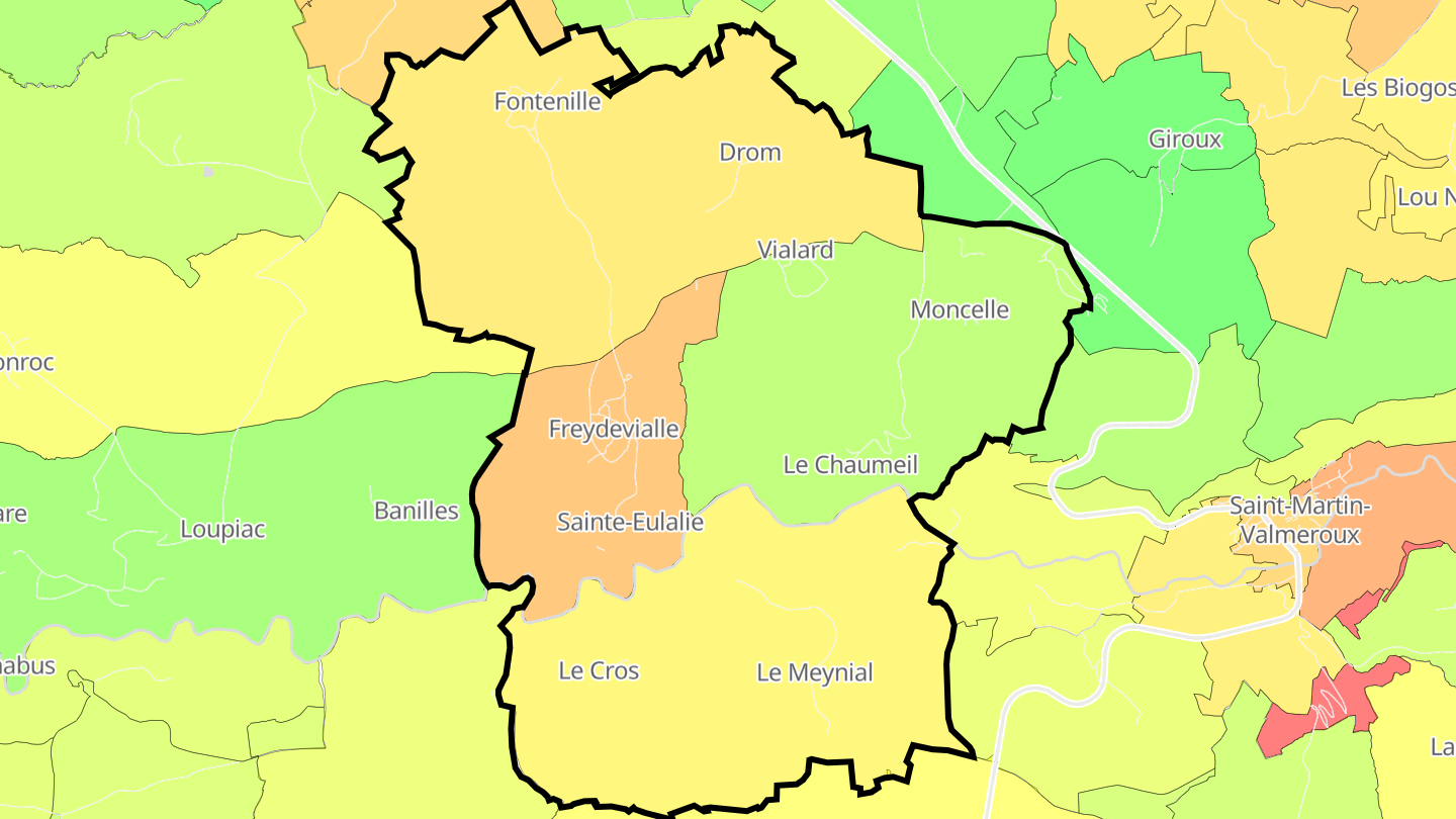 Carte des prix de l'immobilier Sainte-Eulalie