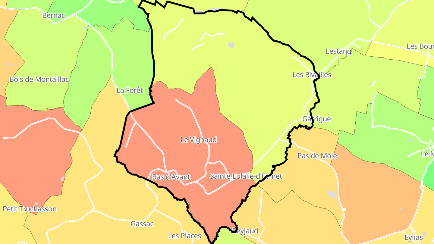 Carte des prix de l'immobilier Sainte-Eulalie-d'Eymet