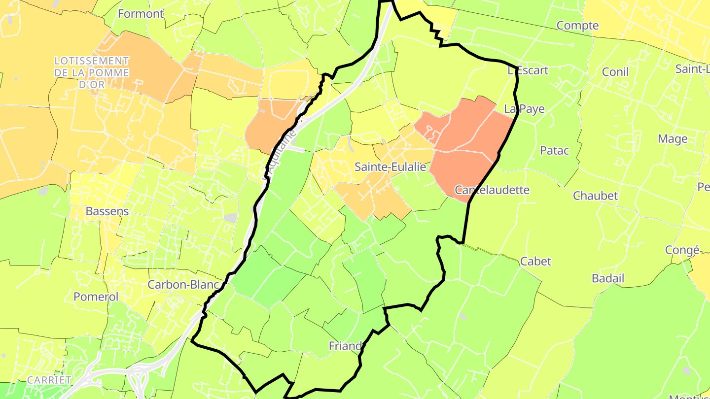 Carte des prix de l'immobilier Sainte-Eulalie