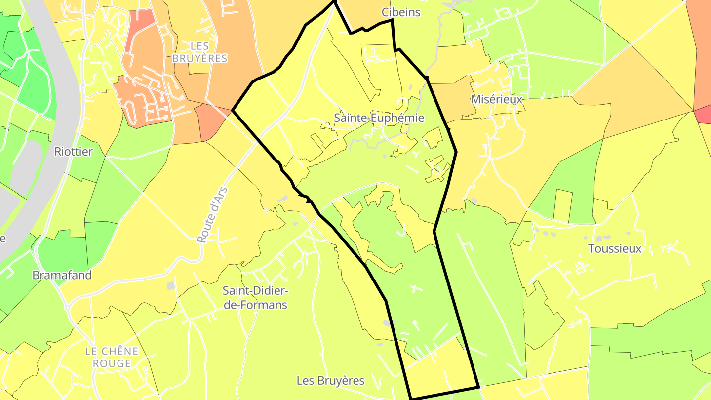 Carte des prix de l'immobilier Sainte-Euphémie