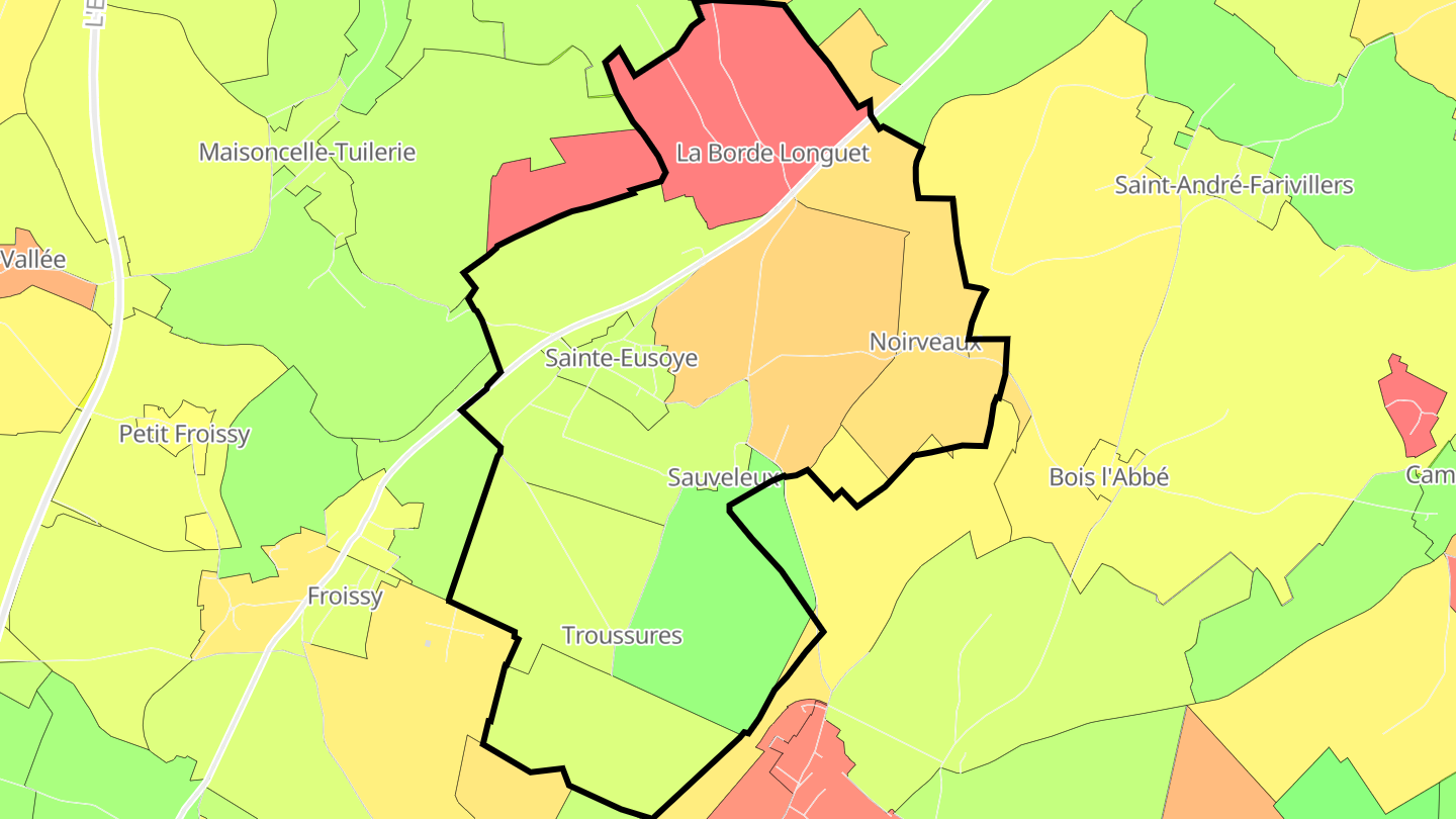 Carte des prix de l'immobilier Sainte-Eusoye