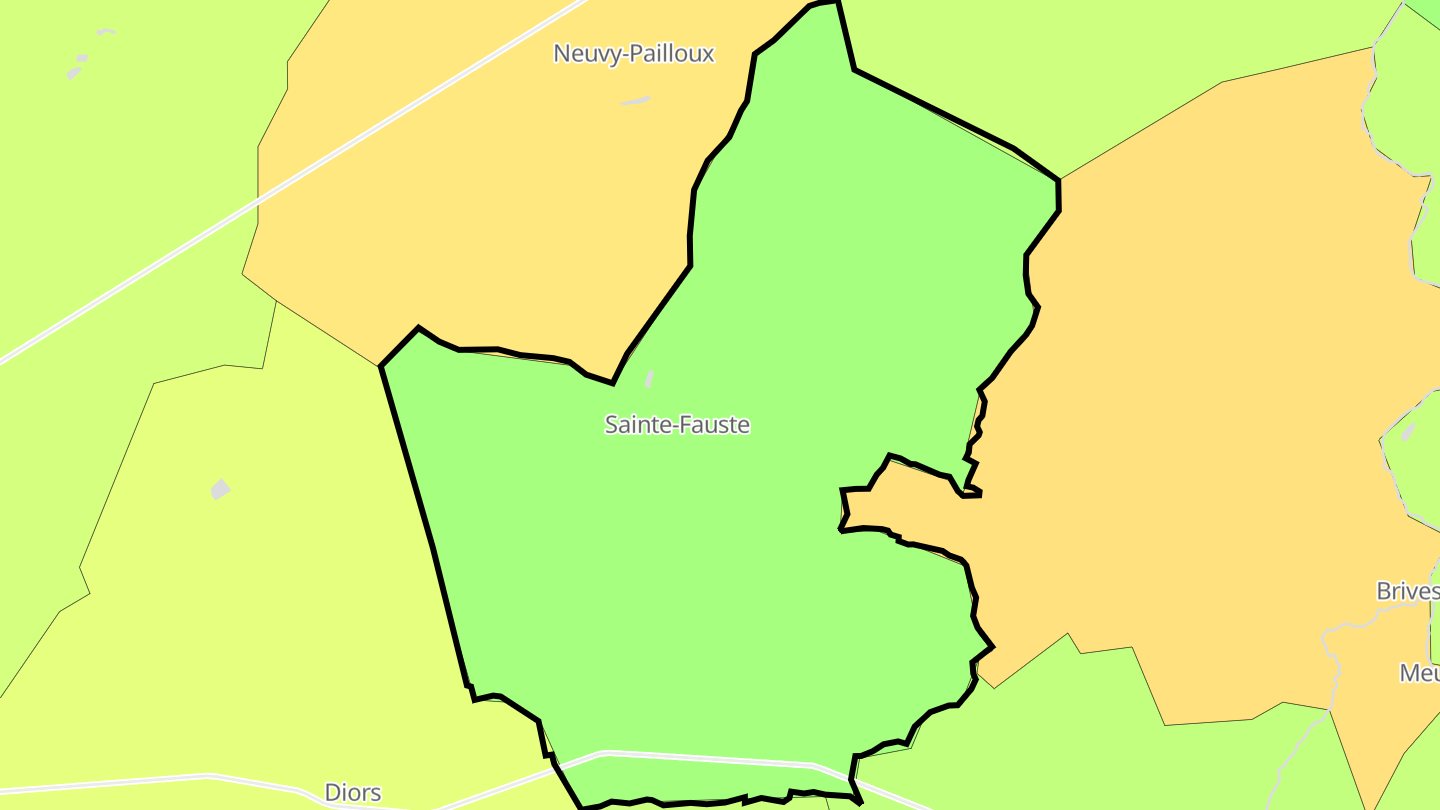 Carte des prix de l'immobilier Sainte-Fauste