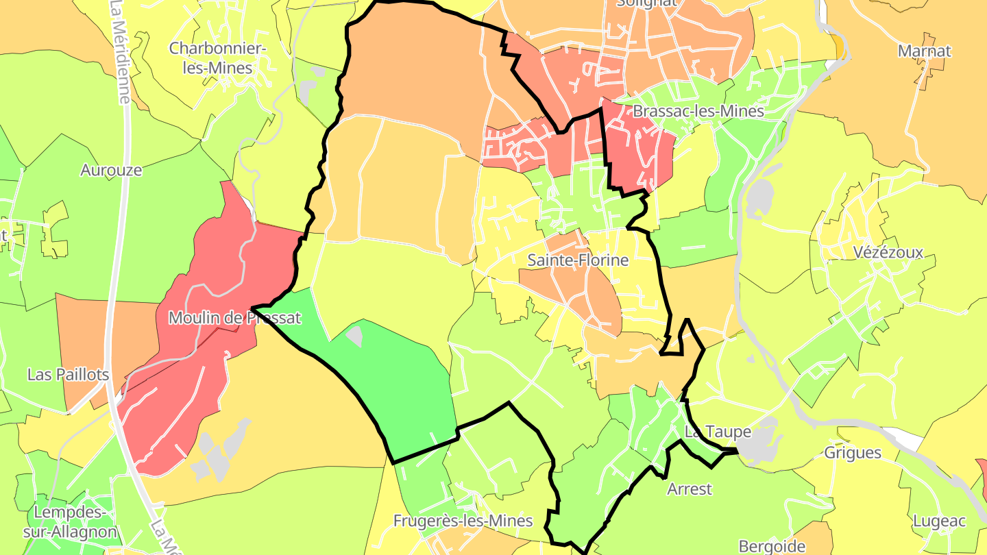 Carte des prix de l'immobilier Sainte-Florine