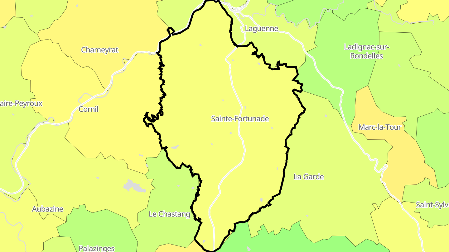 Carte des prix de l'immobilier Sainte-Fortunade