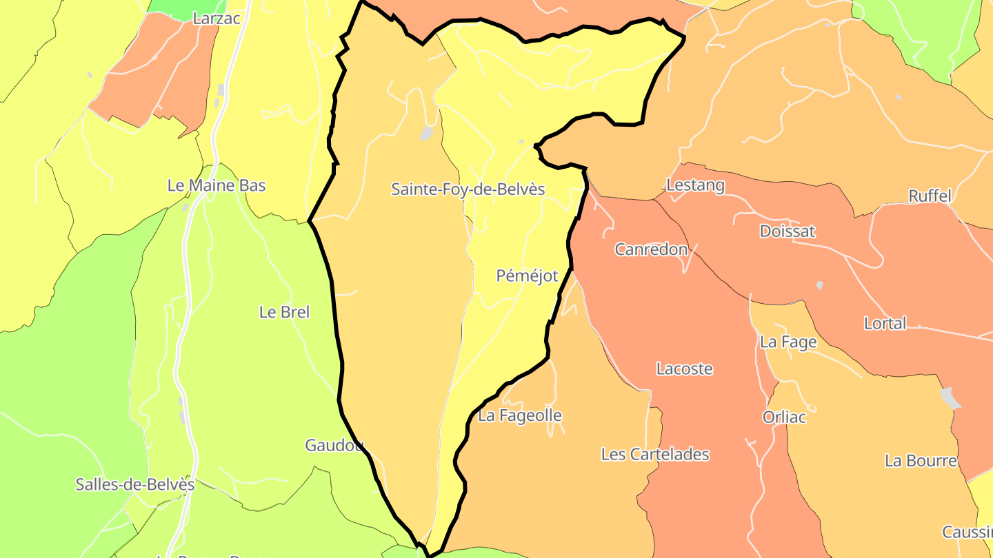 Carte des prix de l'immobilier Sainte-Foy-de-Belvès