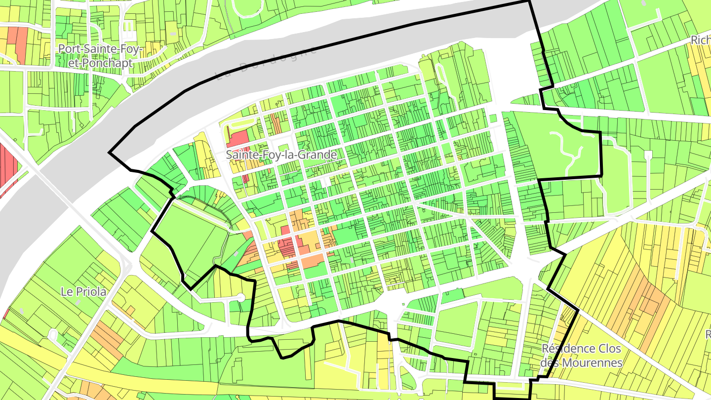 Carte des prix de l'immobilier Sainte-Foy-la-Grande