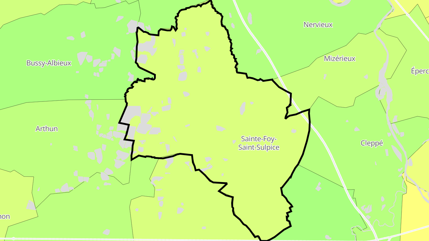 Carte des prix de l'immobilier Sainte-Foy-Saint-Sulpice