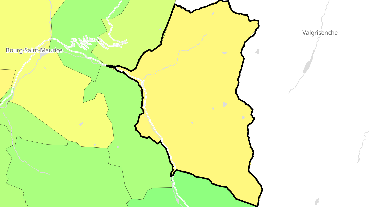 Carte des prix de l'immobilier Sainte-Foy-Tarentaise
