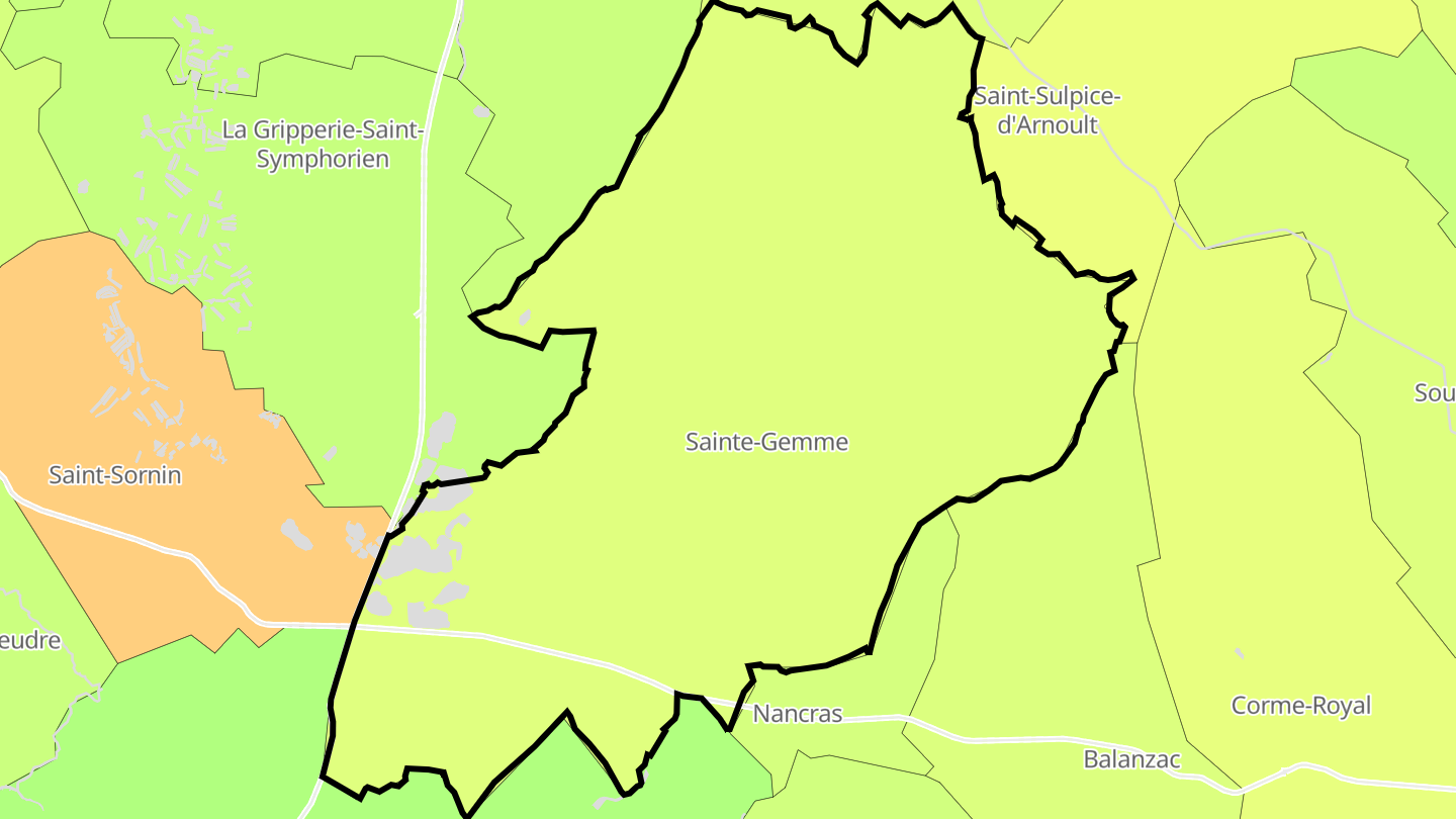 Carte des prix de l'immobilier Sainte-Gemme