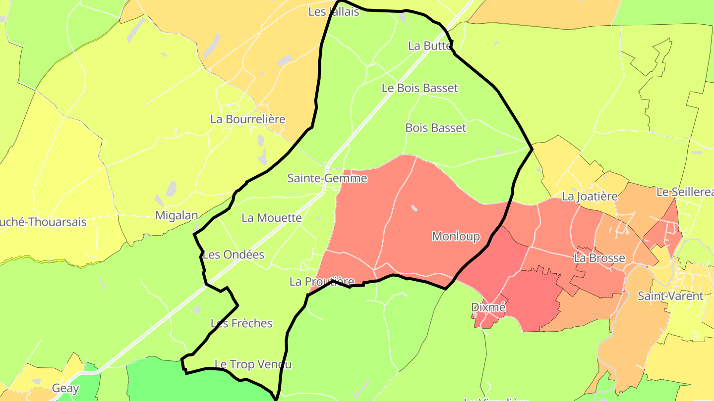 Carte des prix de l'immobilier Sainte-Gemme