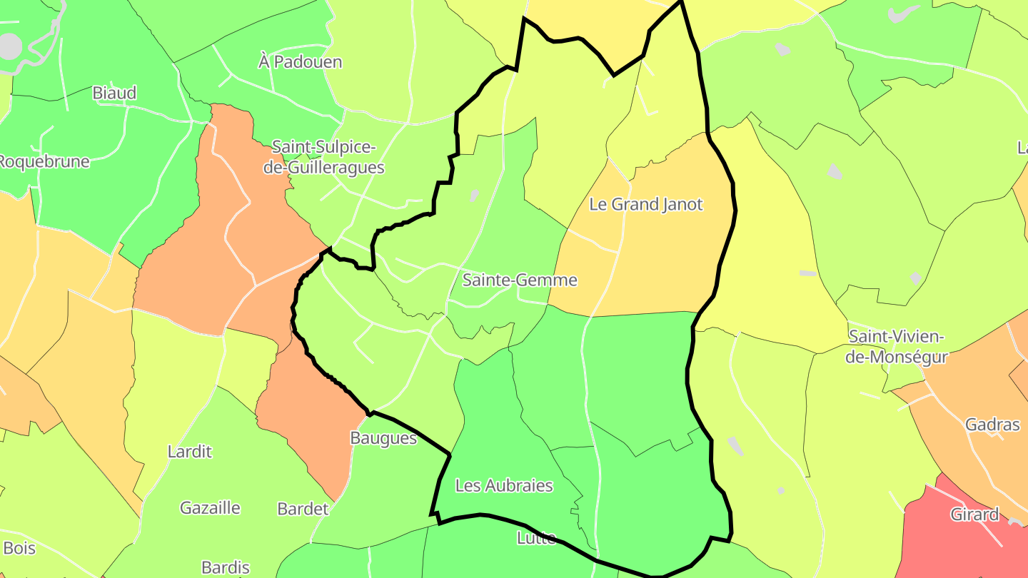 Carte des prix de l'immobilier Sainte-Gemme