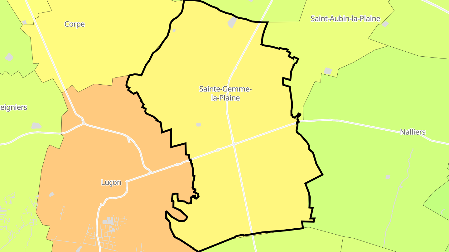 Carte des prix de l'immobilier Sainte-Gemme-la-Plaine