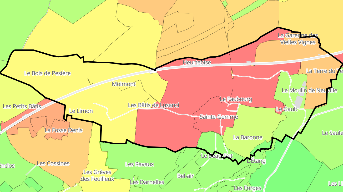 Carte des prix de l'immobilier Sainte-Gemme
