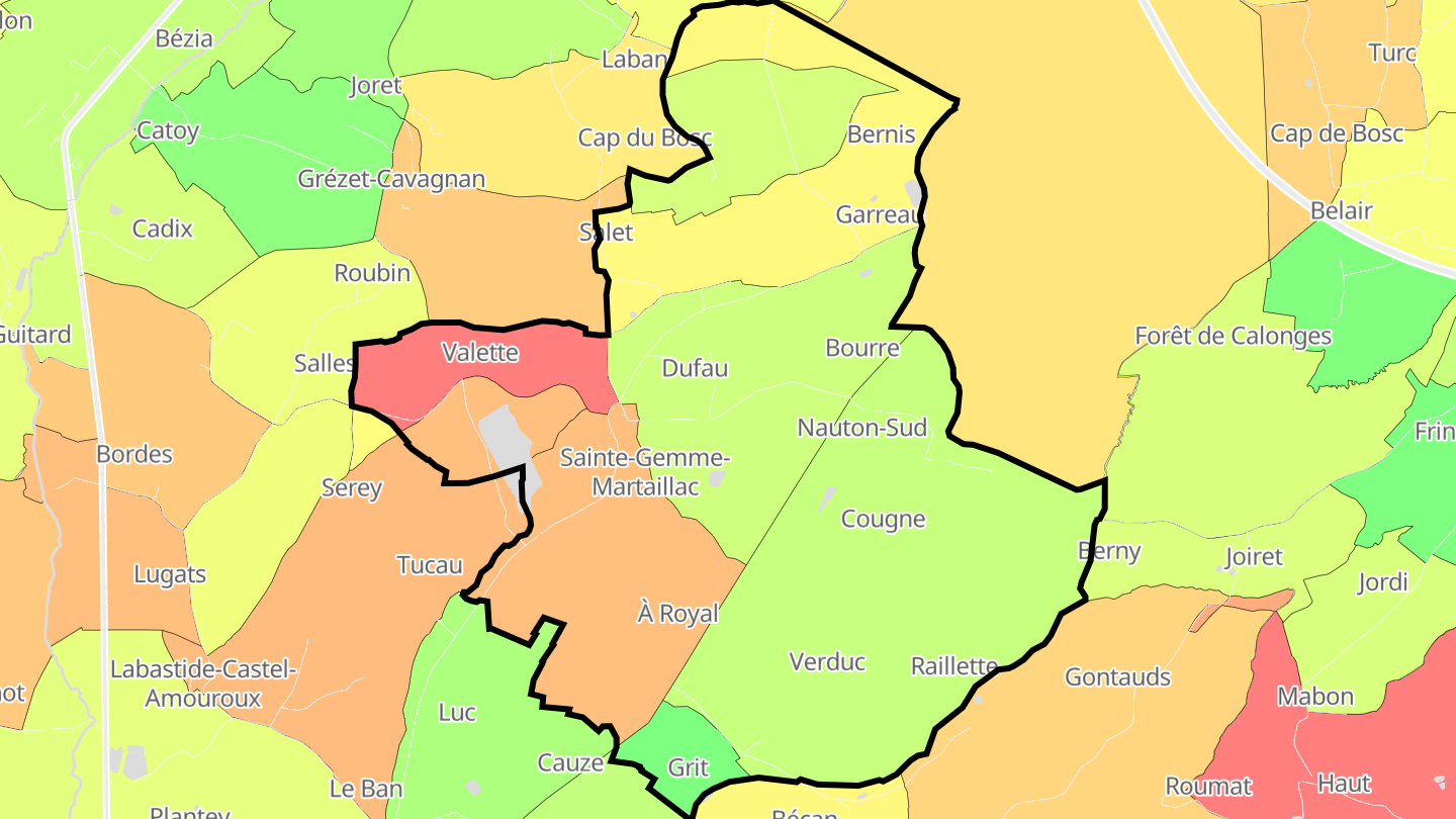 Carte des prix de l'immobilier Sainte-Gemme-Martaillac